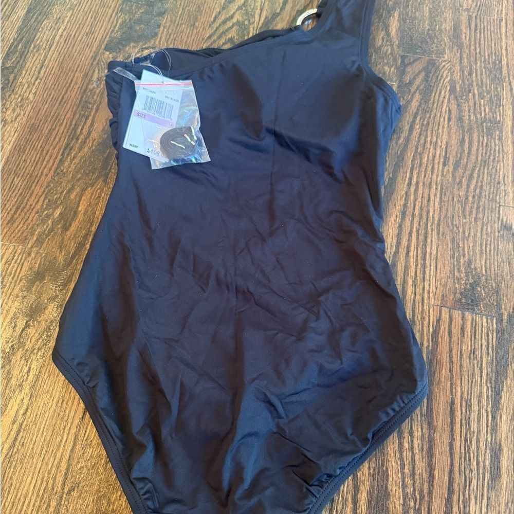 NWT MICHAEL Michael Kors
Embellished One-Shoulder Underwire One-Piece Swimsuit - Picture 7 of 8